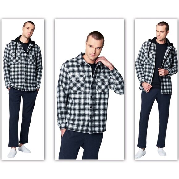 Blank NYC Size M Hooded Plaid Shirt Jacket Billingsgate Shacket Long Sleeve NWT - Picture 4 of 9